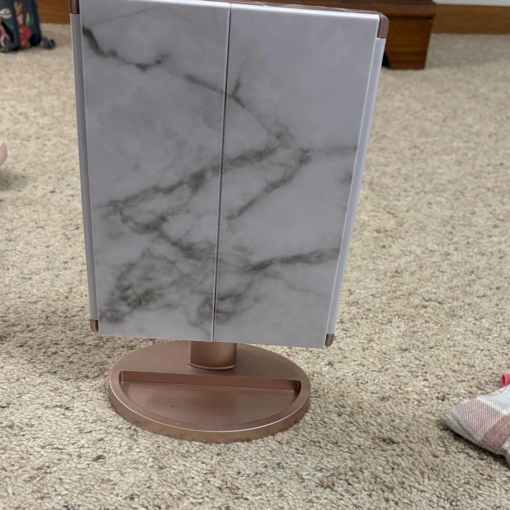 Marble Vanity Mirror with Rose Gold Base